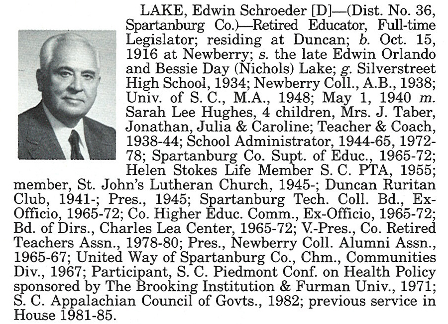 Representative Edwin Schroeder Lake biorgraphy