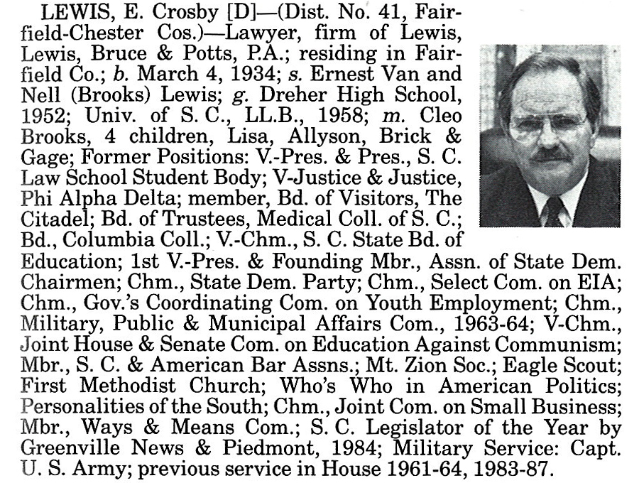 Representative E. Crosby Lewis biorgraphy