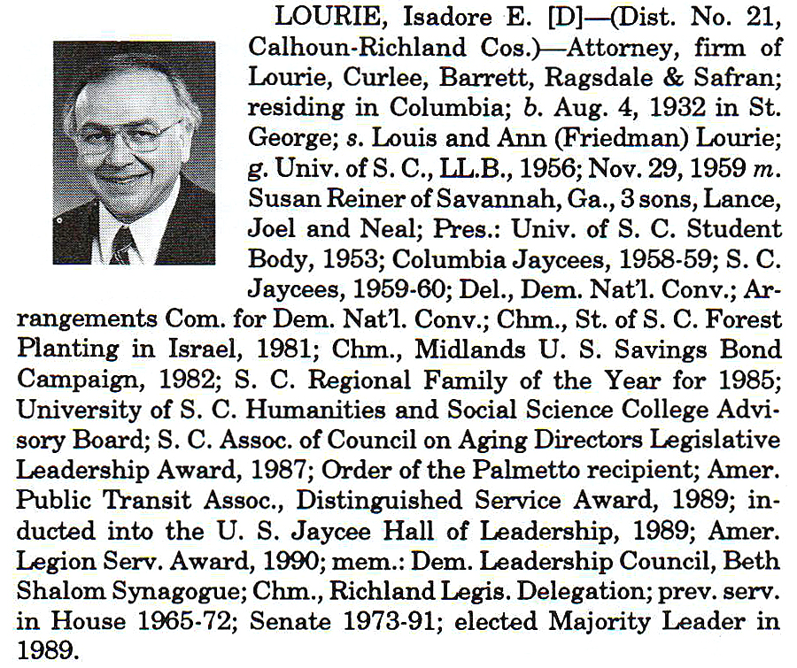 Senator Isadore E. Lourie biorgraphy