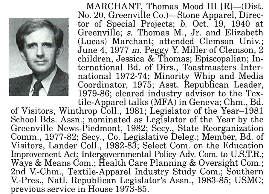 Representative Thomas Mood Marchant III biorgraphy