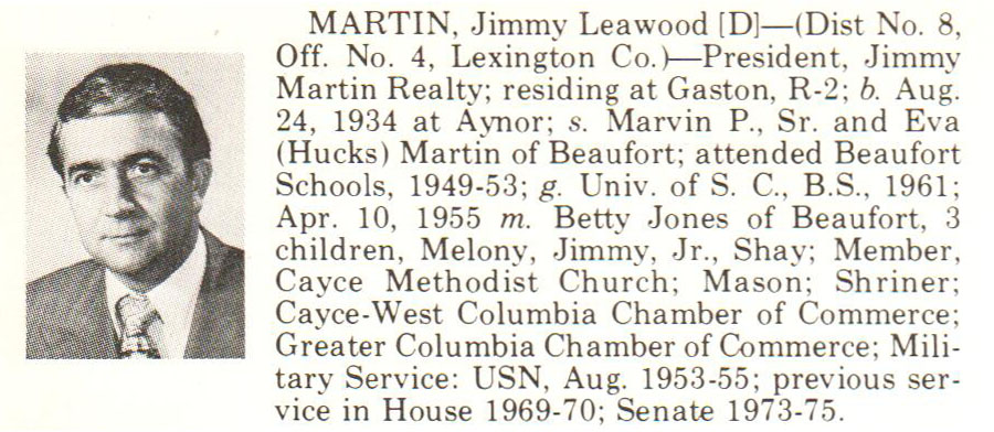 Senator Jimmy Leawood Martin biorgraphy