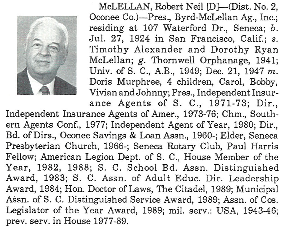 Representative Robert Neil McLellan biorgraphy