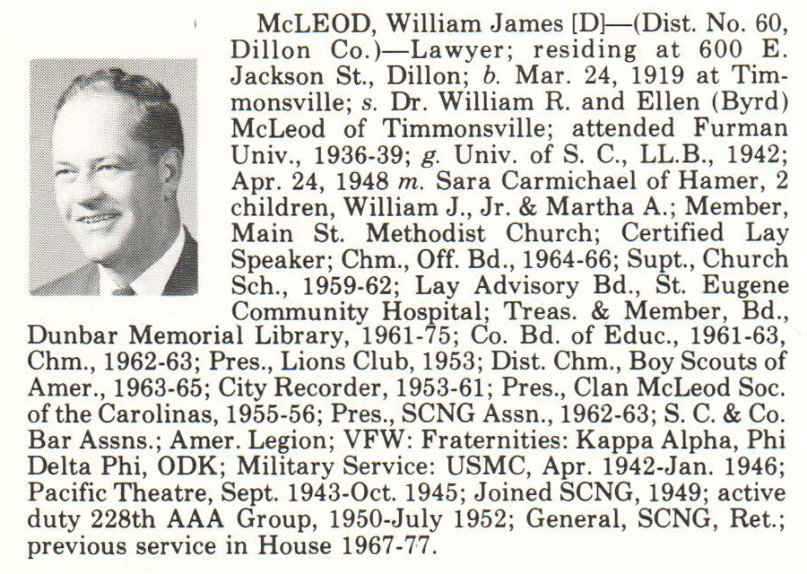 Representative William James McLeod biorgraphy
