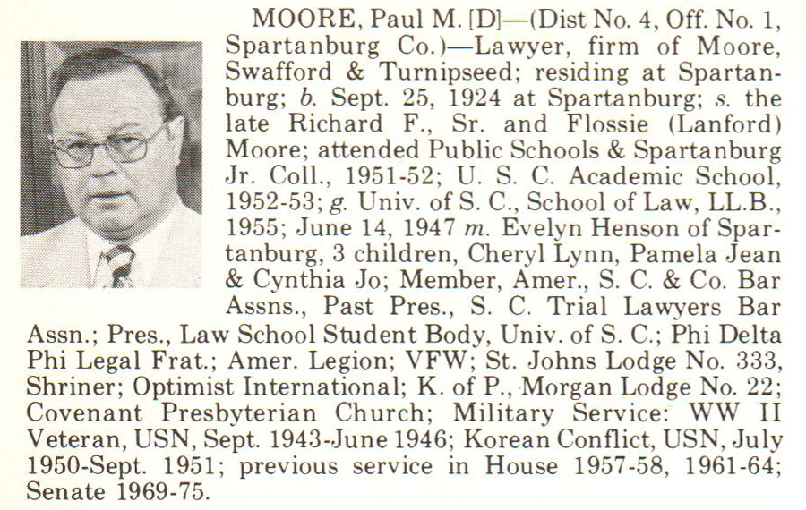Senator Paul M. Moore biorgraphy