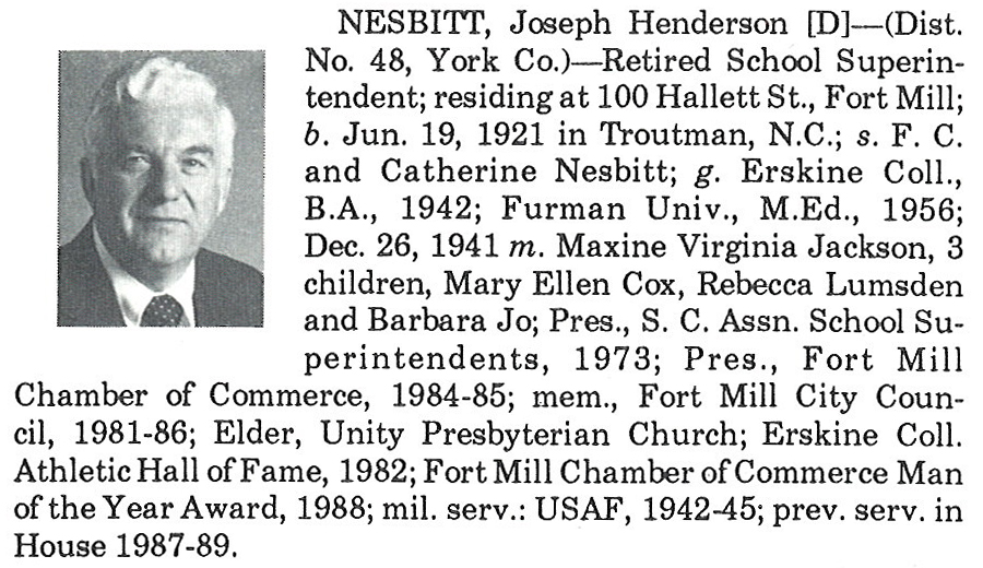 Representative Joseph Henderson Nesbitt biorgraphy