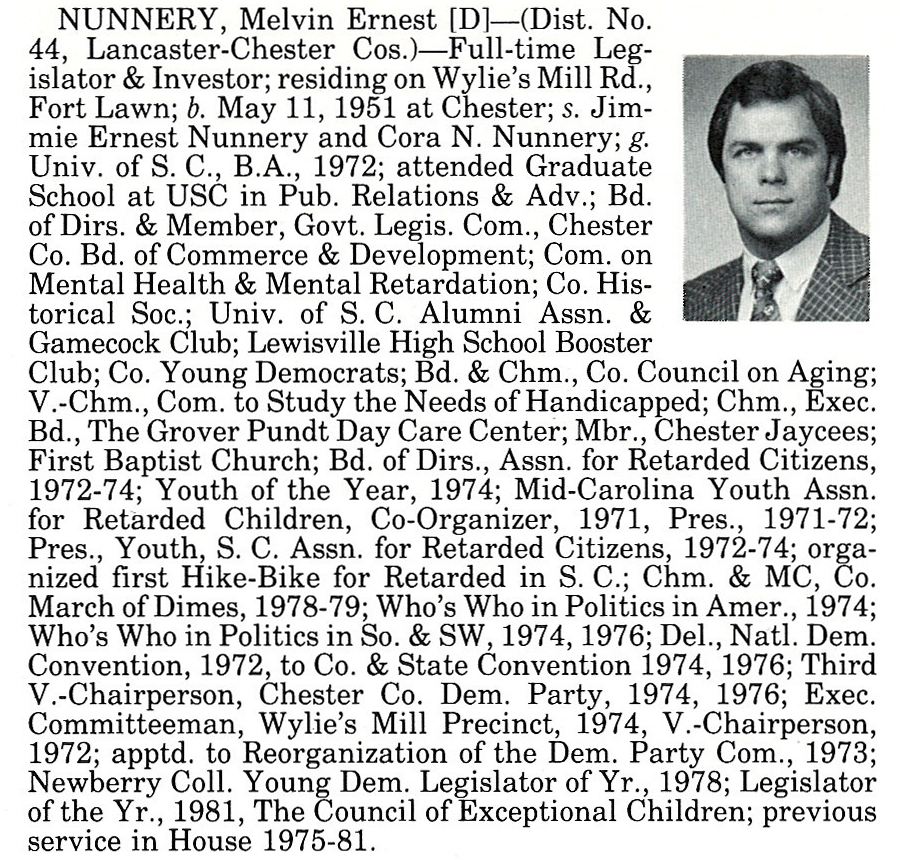 Representative Melvin Ernest Nunnery biorgraphy