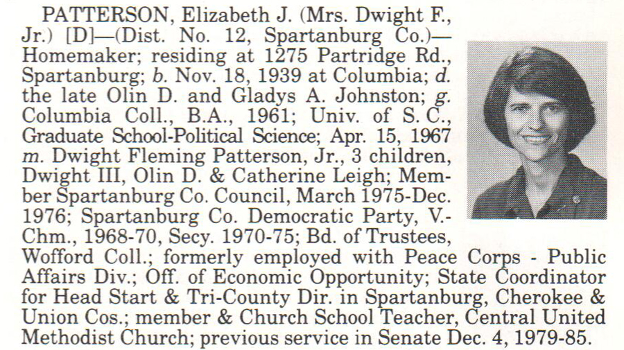 Senator Elizabeth J. Patterson biorgraphy