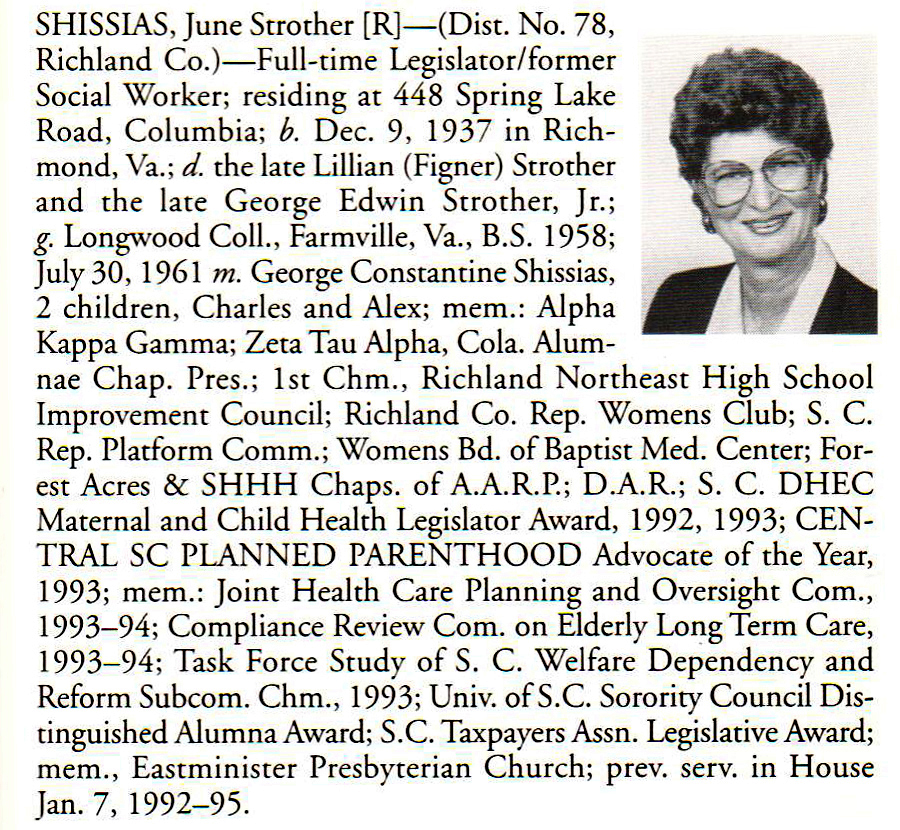 Representative June Strother Shissias biorgraphy