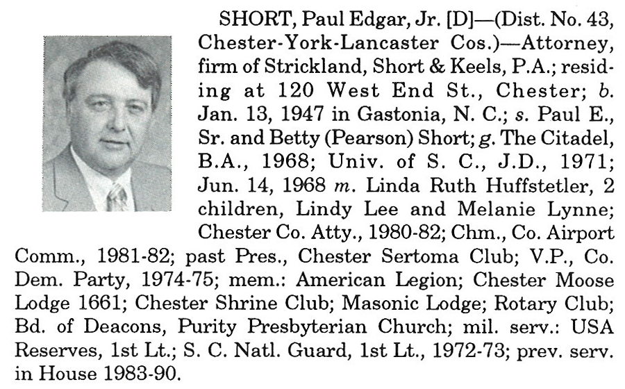 Representative Paul Edgar Short, Jr. biorgraphy