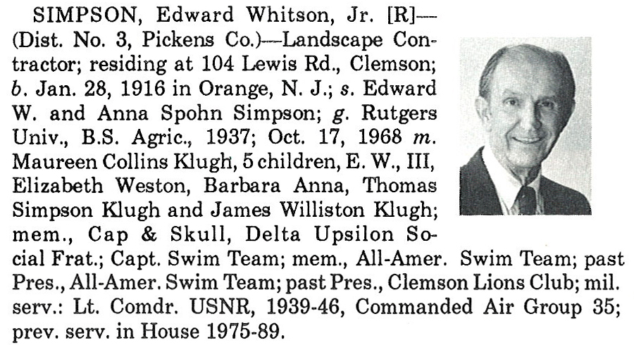 Representative Edward Whiston Simpson, Jr. biorgraphy