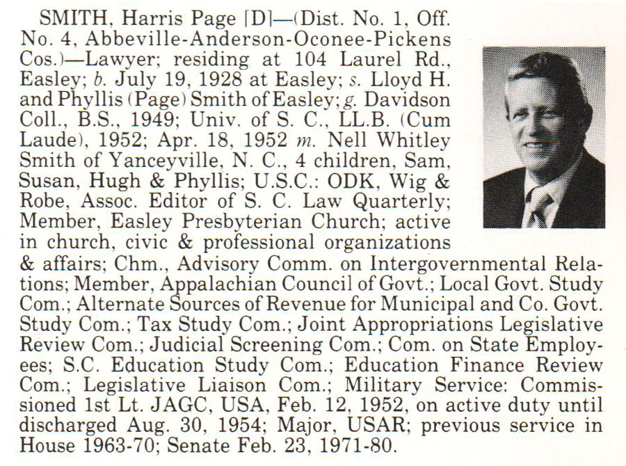 Senator Harris Page Smith biorgraphy