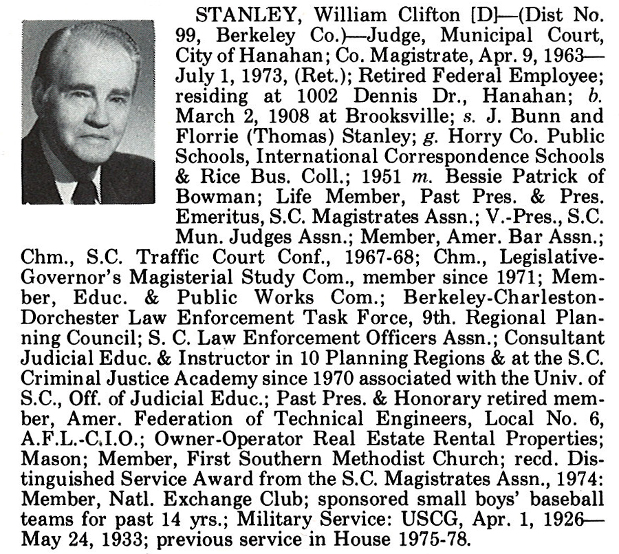 Representative William Clifton Stanley biorgraphy