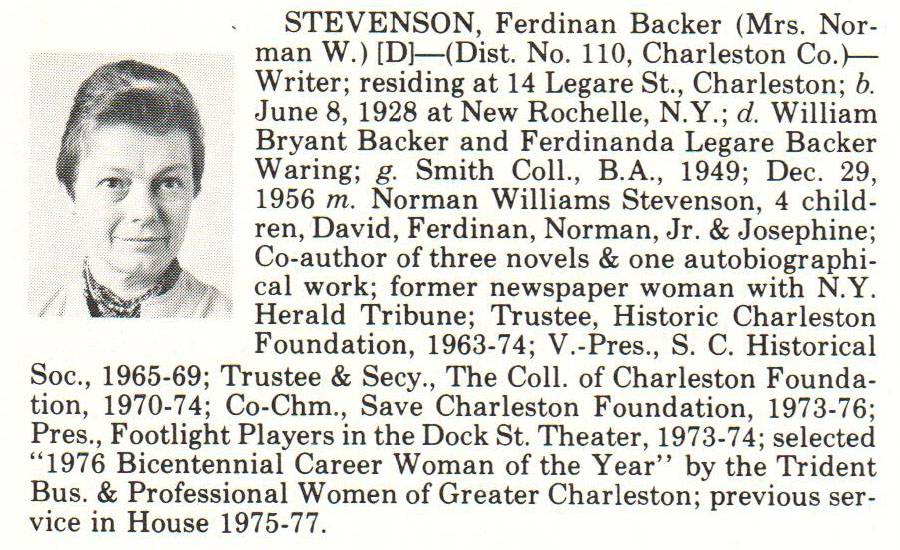 Representative Ferdinan Backer Stevenson biorgraphy