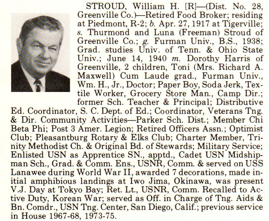Representative William H. Stroud biorgraphy