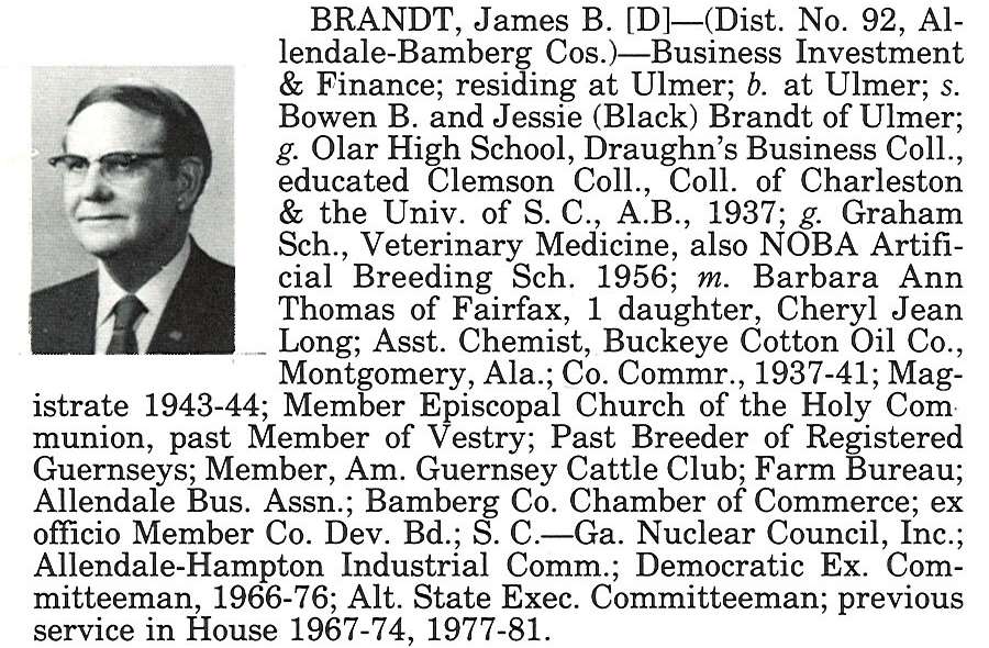 Representative James B. Brandt biorgraphy