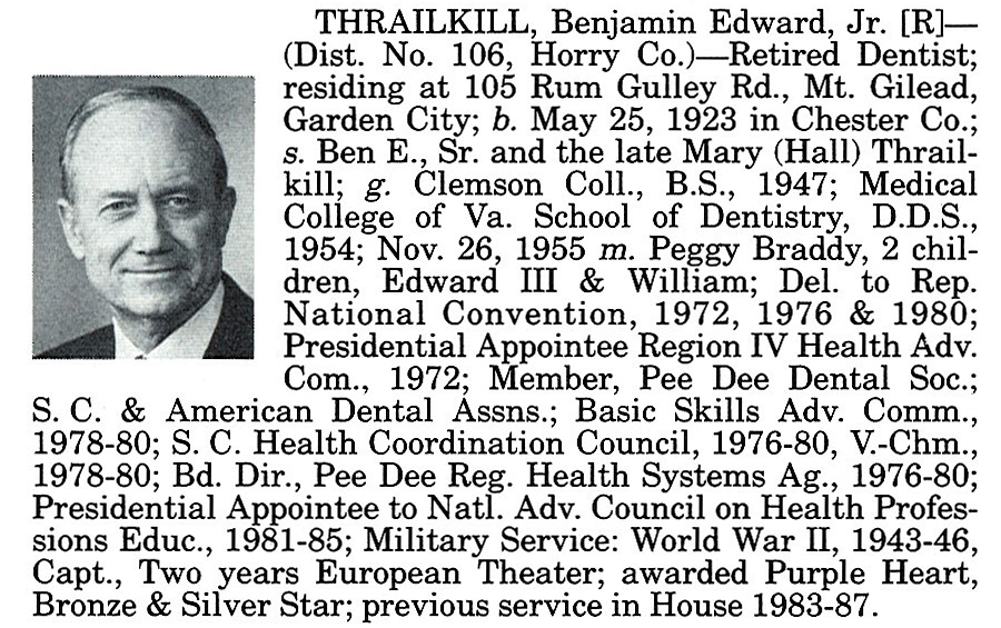Representative Benjamin Edward Thrailkill, Jr. biorgraphy