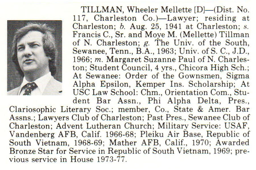 Representative Wheeler Mellette Tillman biorgraphy