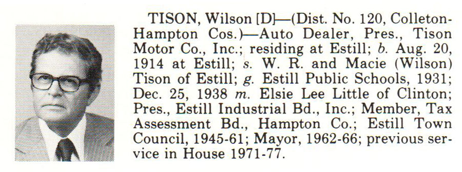 Representative Wilson Tison biorgraphy