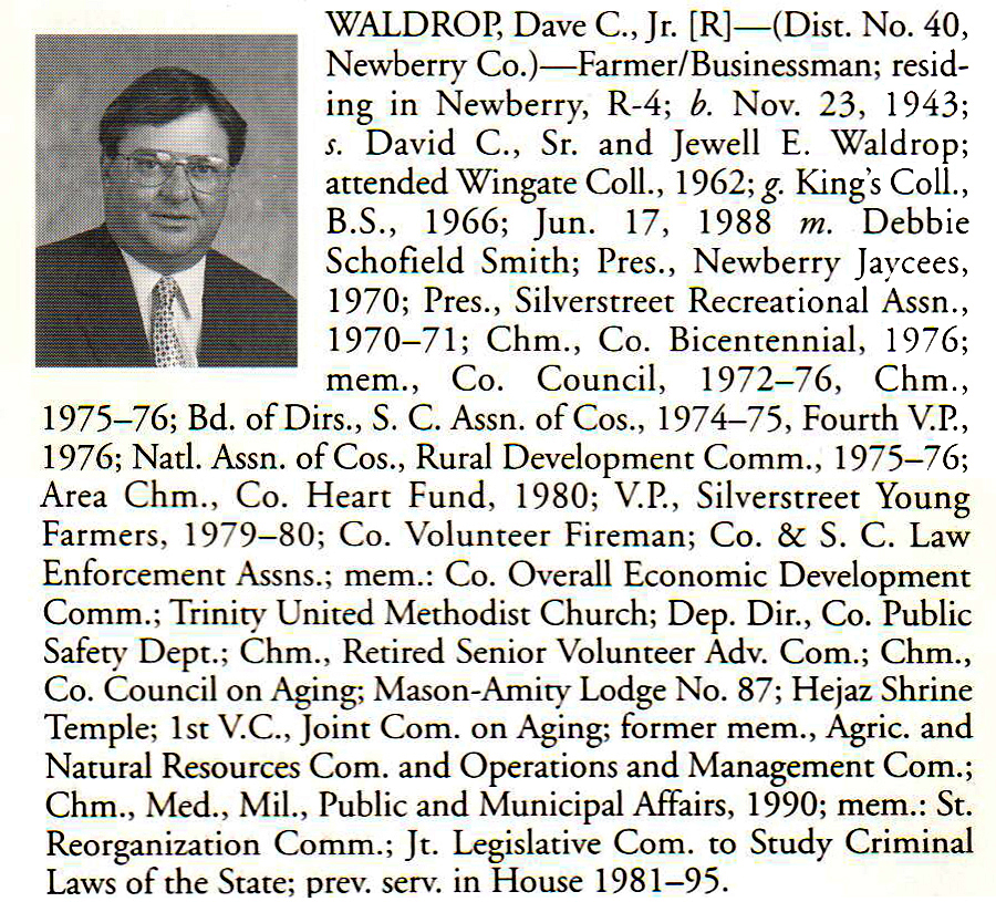 Representative Dave C. Waldrop, Jr. biorgraphy