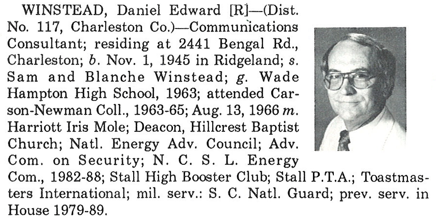 Representative Daniel Edward Winstead biorgraphy