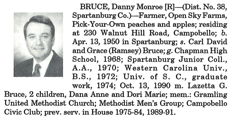 Representative Danny Monroe Bruce biorgraphy