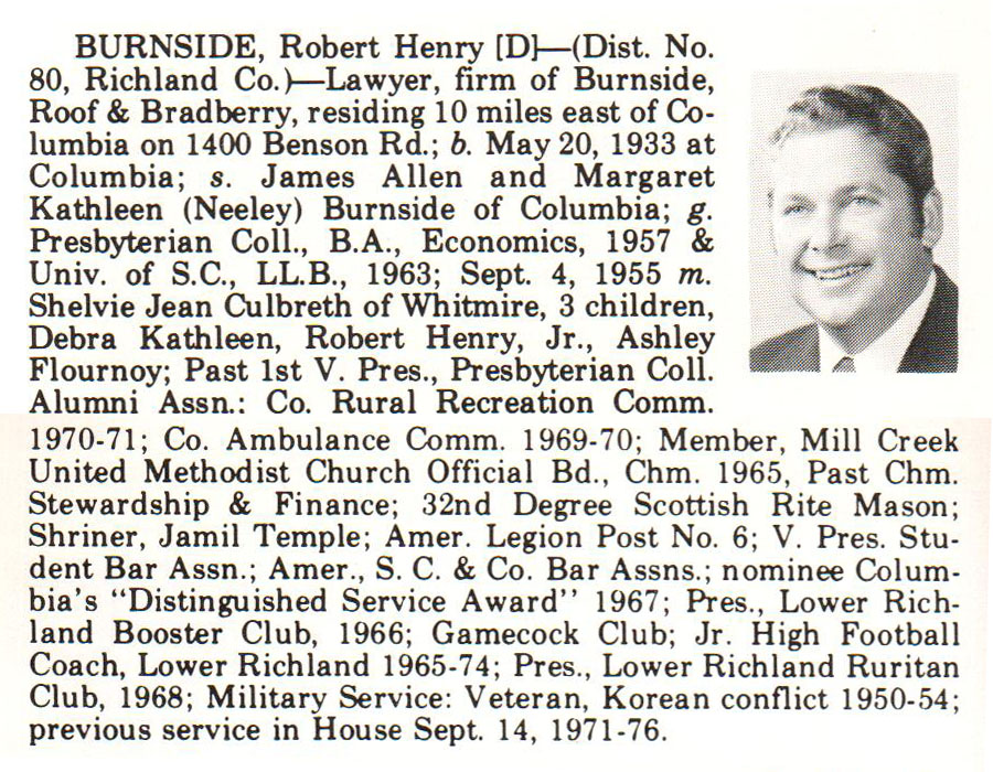 Representative Robert Henry Burnside biorgraphy
