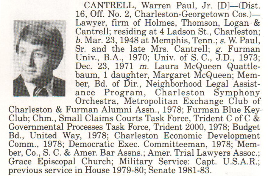 Senator Warren Paul Cantrell, Jr. biorgraphy