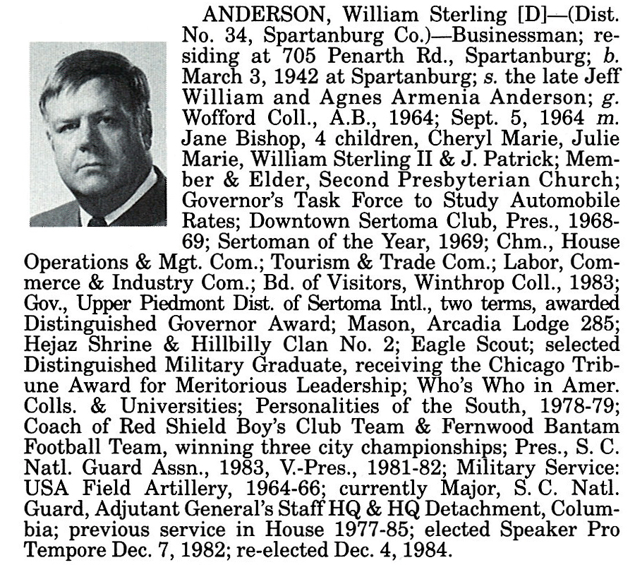 Representative William Sterling Anderson biorgraphy