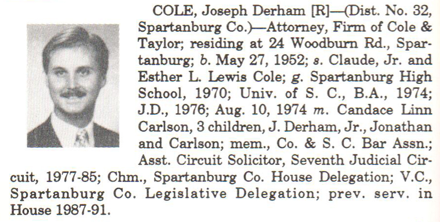 Representative Joseph Derham Cole biorgraphy