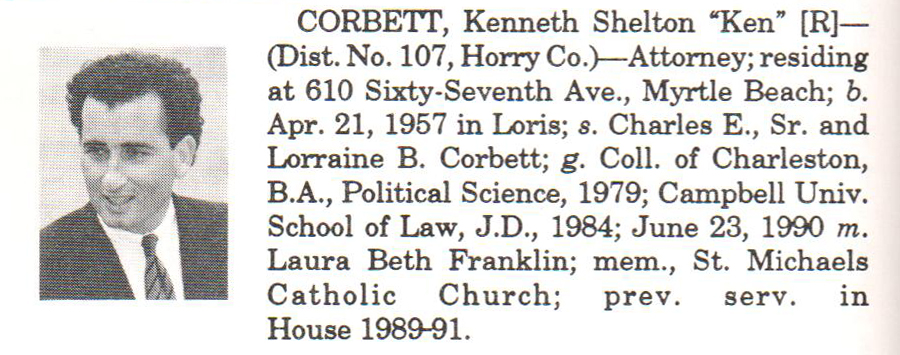 Representative Kenneth Shelton "Ken" Corbett biorgraphy