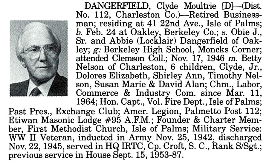 Representative Clyde Moultrie Dangerfield biorgraphy