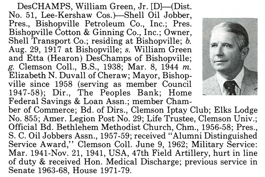 Representative William Green DesChamps, Jr. biorgraphy