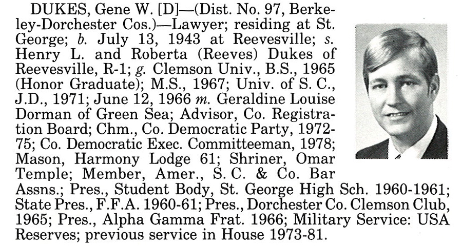 Senator Gene W. Dukes biorgraphy