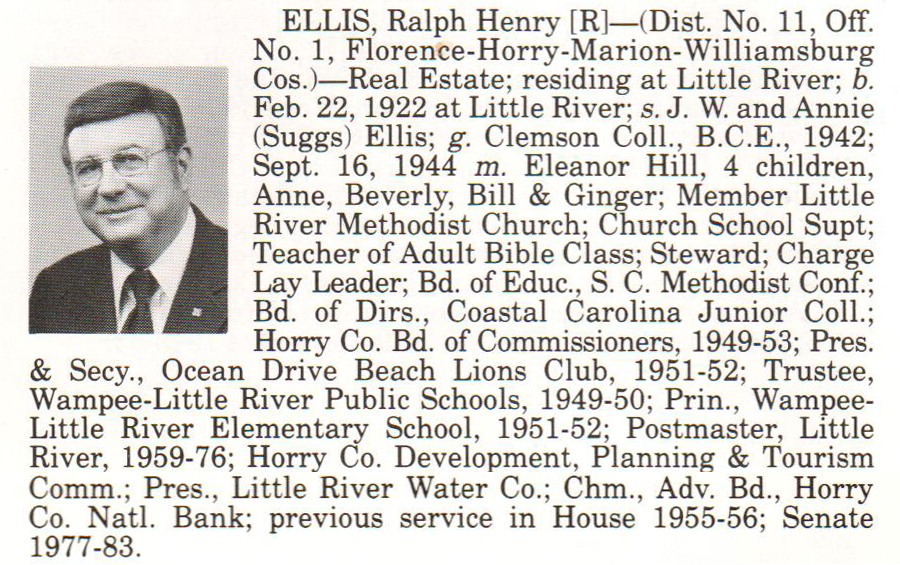 Senator Ralph Henry Ellis biorgraphy