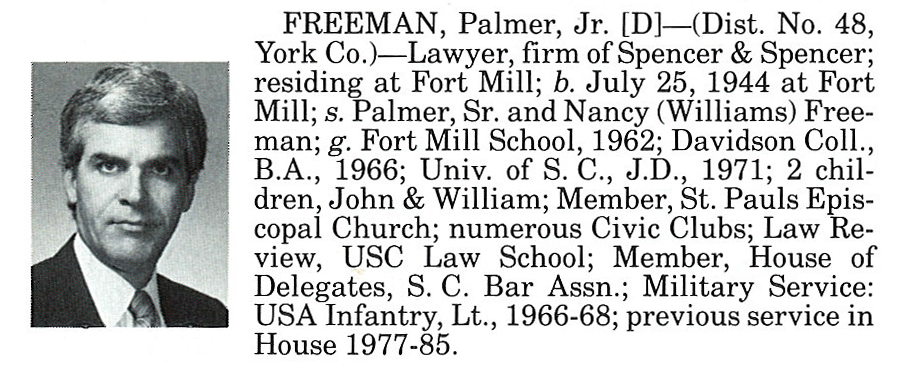Representative Palmer Freeman, Jr. biorgraphy