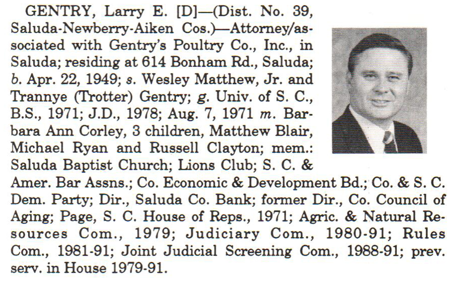 Representative Larry E. Gentry biorgraphy