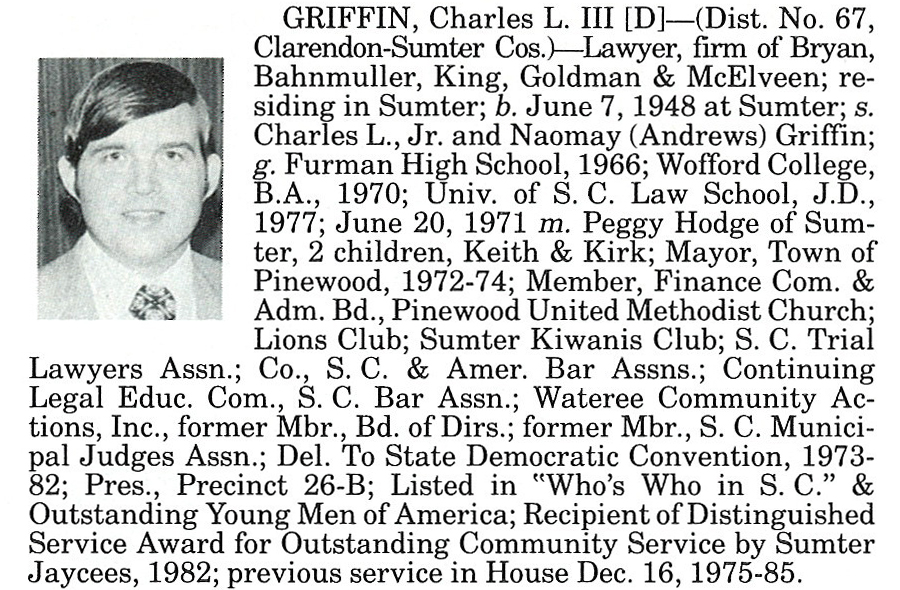 Representative Charles L. Griffin III biorgraphy
