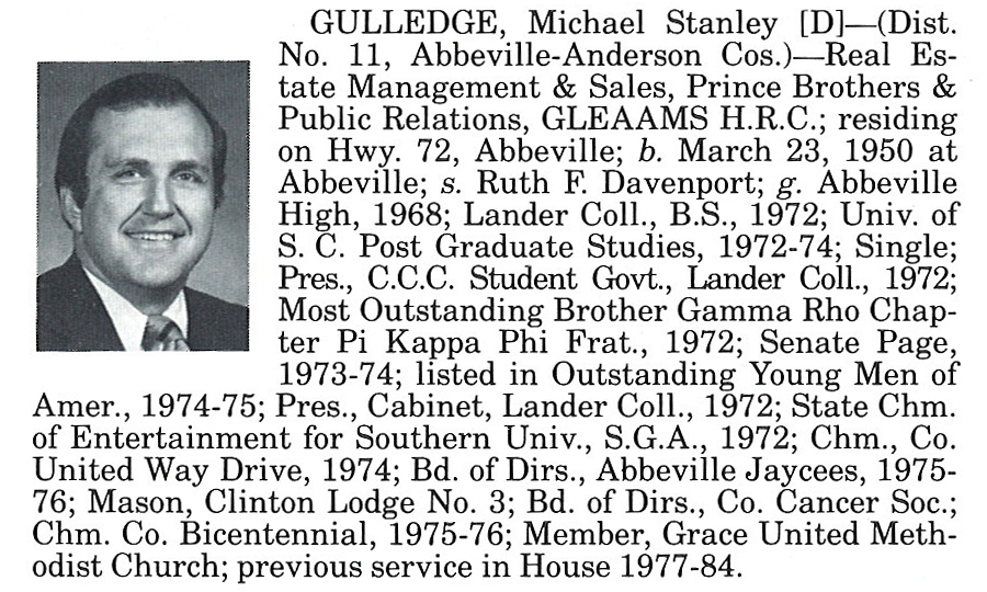 Representative Michael Stanley Gulledge biorgraphy