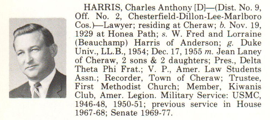 Senator Charles Anthony Harris biorgraphy