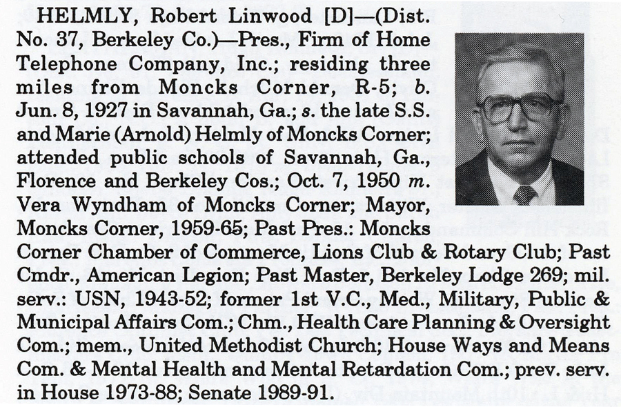 Senator Robert Linwood Helmly biorgraphy