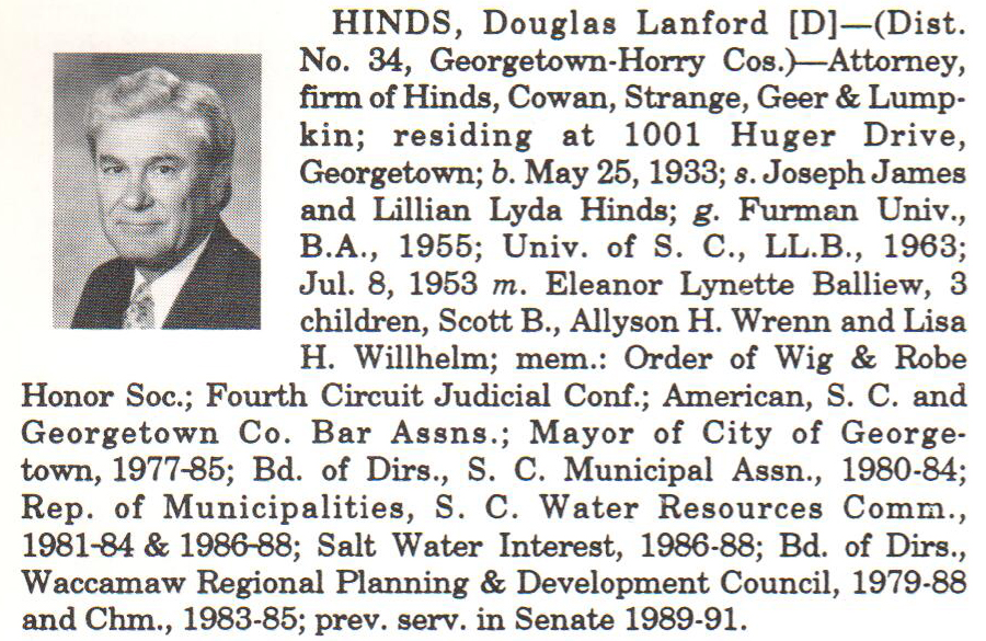 Senator Douglas Lanford Hinds biorgraphy