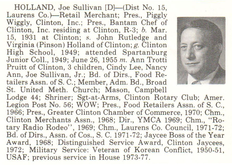 Representative Joe Sullivan Holland biorgraphy