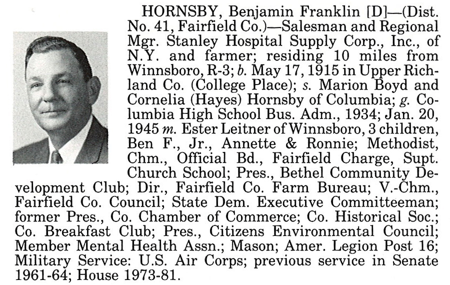 Representative Benjamin Franklin Hornsby biorgraphy