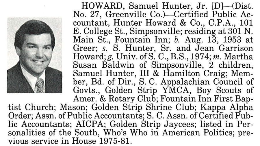 Representative Samuel Hunter Howard, Jr. biorgraphy