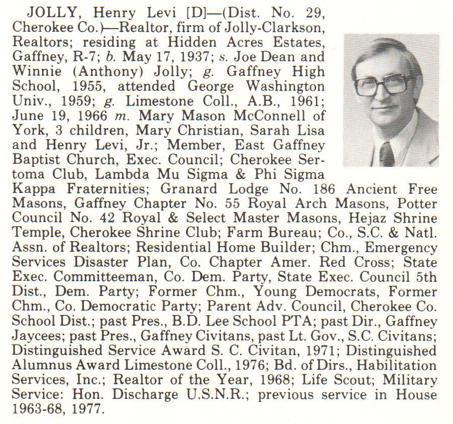 Representative Henry Levi Jolly biorgraphy
